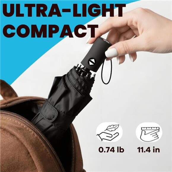 Travel Umbrella Compact Automatic Folding Lightweight Rain Umbrella Windproof - Picture 3 of 7